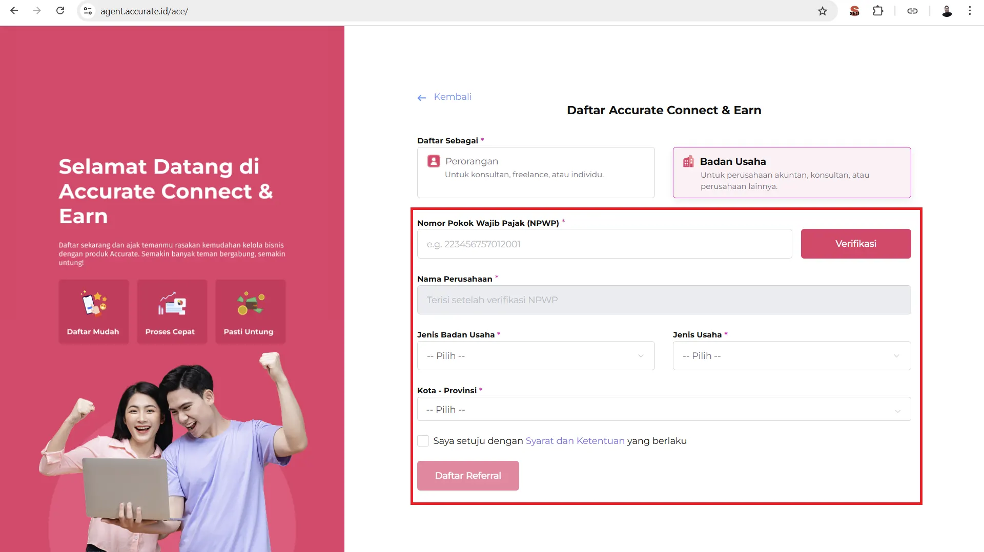 daftar accurate connect &amp; earn